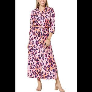 C Wonder by Christian Siriano Maxi Shirt Dress Melon Cloud Leopard - Regular